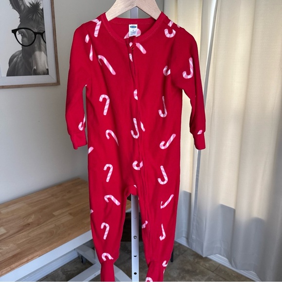 Old Navy Kids Candy Cane Print Performance Fleece Onepiece Unisex Size 2T - Picture 2 of 10